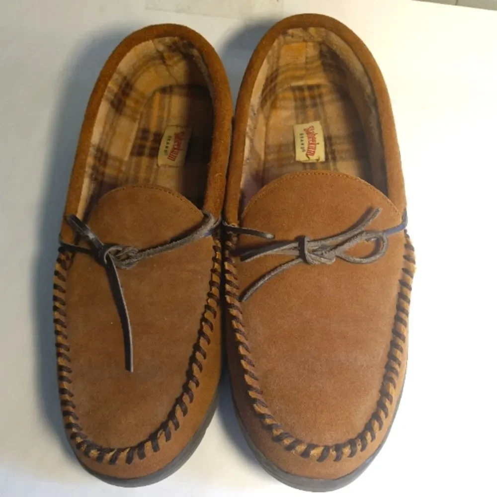 Staheekum Men's Flannel Lined Suede Sierra Moccasin Slippers Sz 13